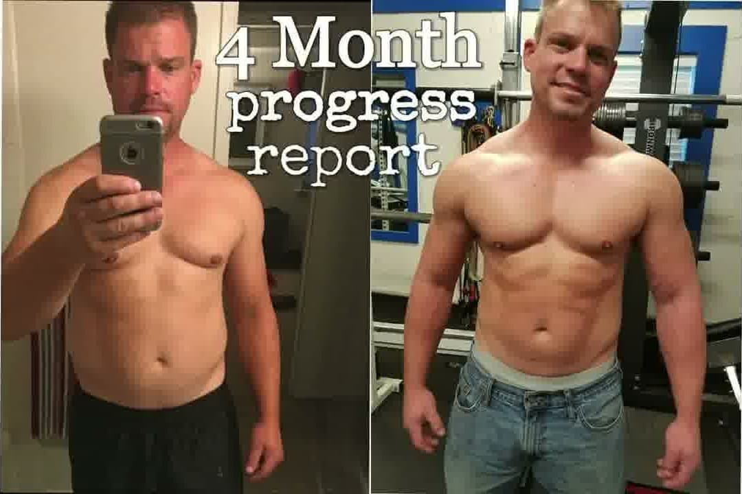 Client before-and-after transformation, captioned 4 Month progress report