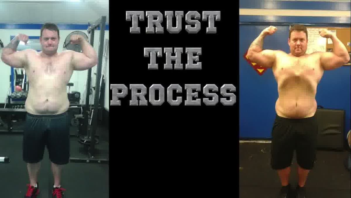 Client before-and-after transformation, captioned Trust The Process